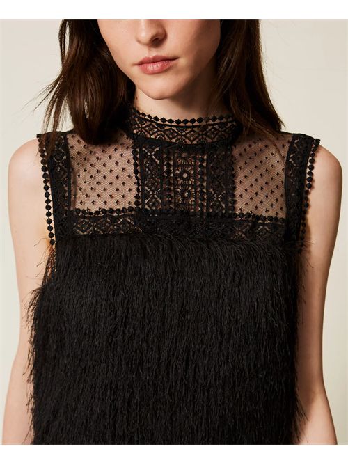 Abito corto con frange e tulle TWINSET | TT2301/00006